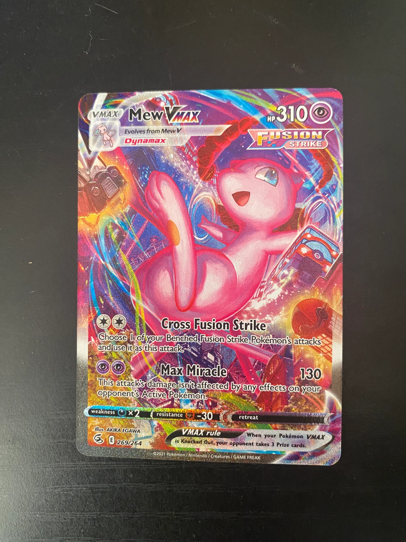 Mew VMAX 269/264 Fusion Strike front card photo in GradeValue pregrading report