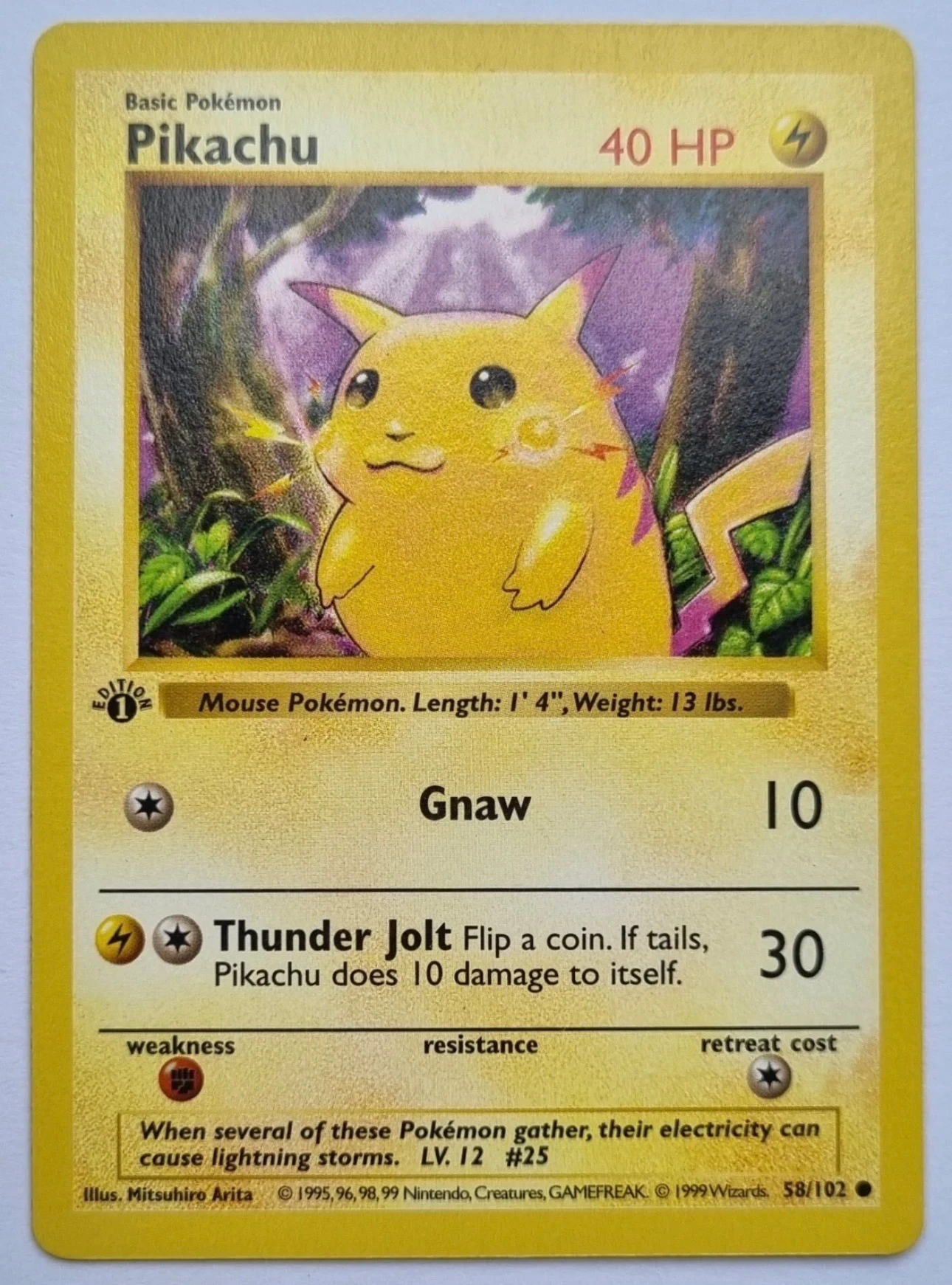 Pikachu 058/102 Base Set front card photo in GradeValue pregrading report
