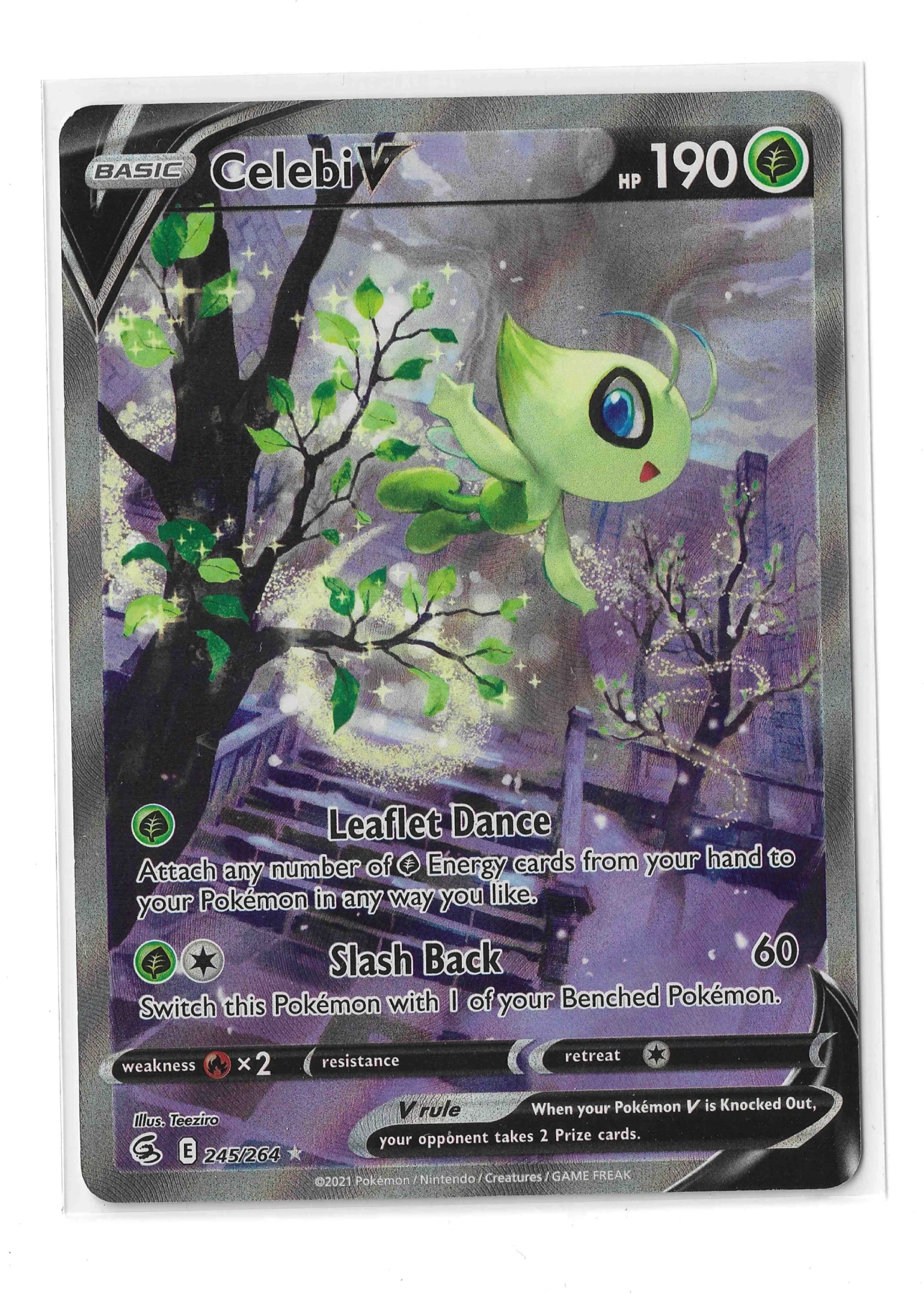 Celebi V 245/264 Fusion Strike front card photo in GradeValue pregrading report