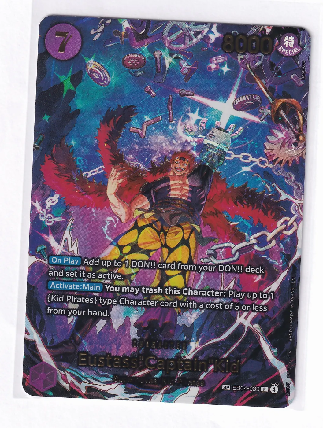 Eustass"Captain"Kid (EB04-039) EB04-039 The Azure Sea's Seven front card photo in GradeValue pregrading report