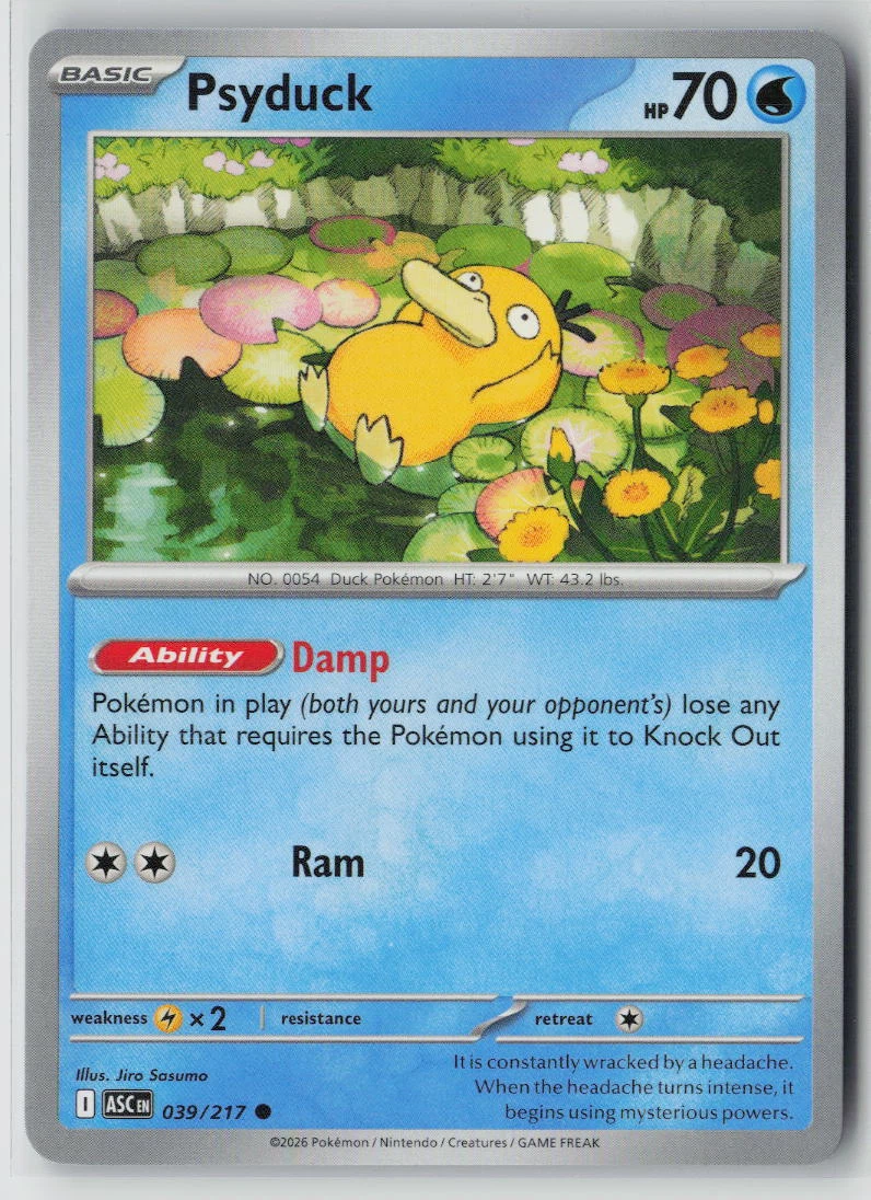 Psyduck 039/217 · Normal Ascended Heroes front card photo in GradeValue pregrading report