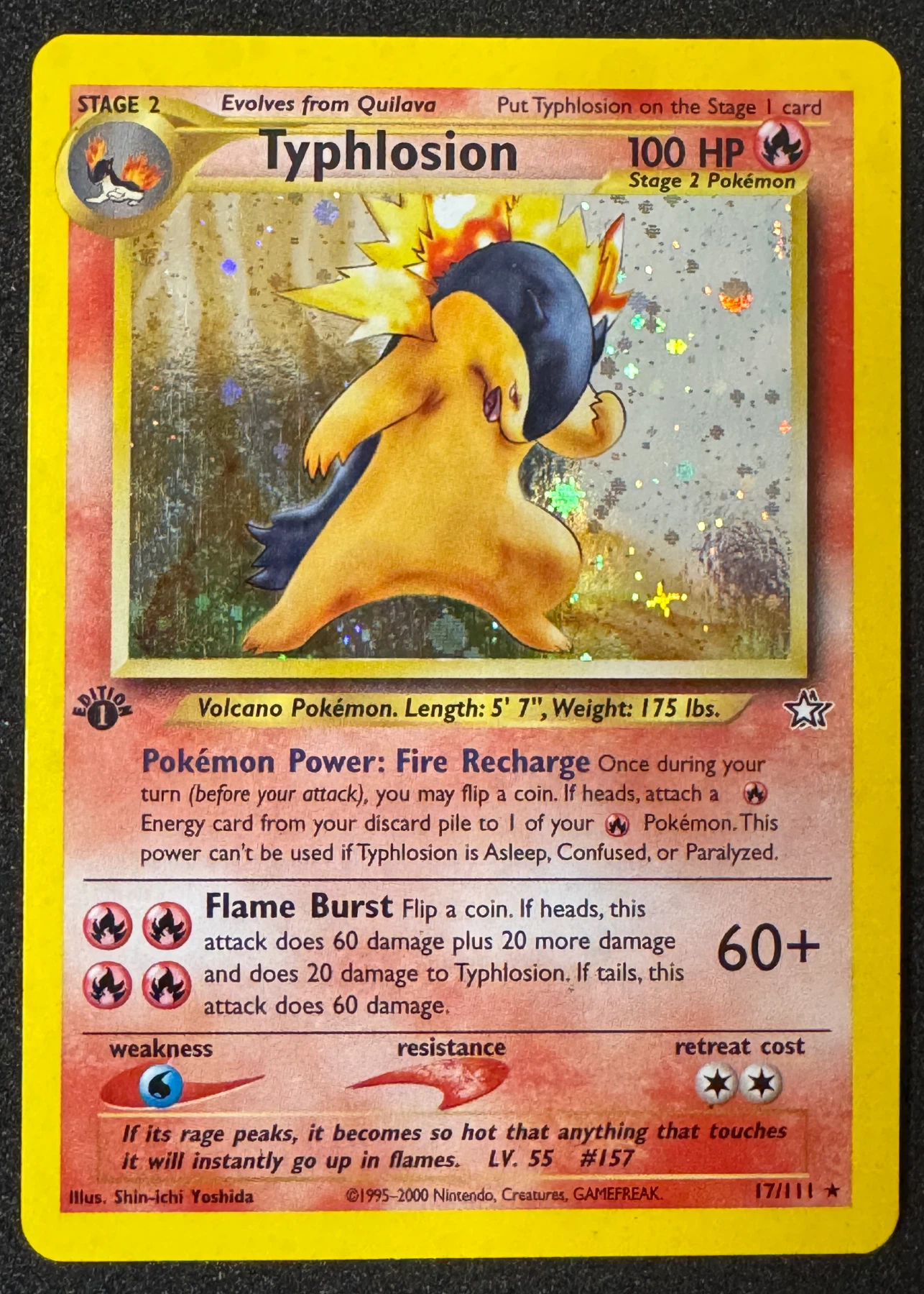 Typhlosion 017/111 Neo Genesis front card photo in GradeValue pregrading report