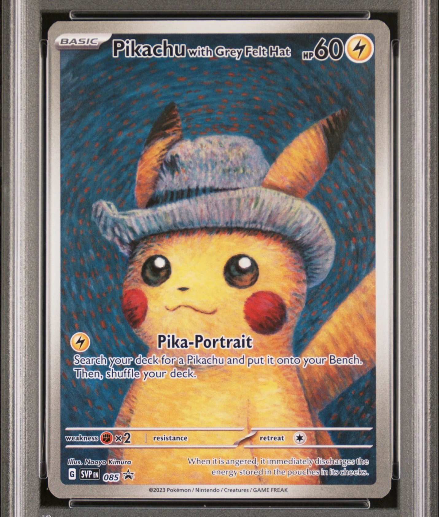 Pikachu with Grey Felt Hat 085/225 SVP Black Star Promos front card photo in GradeValue pregrading report