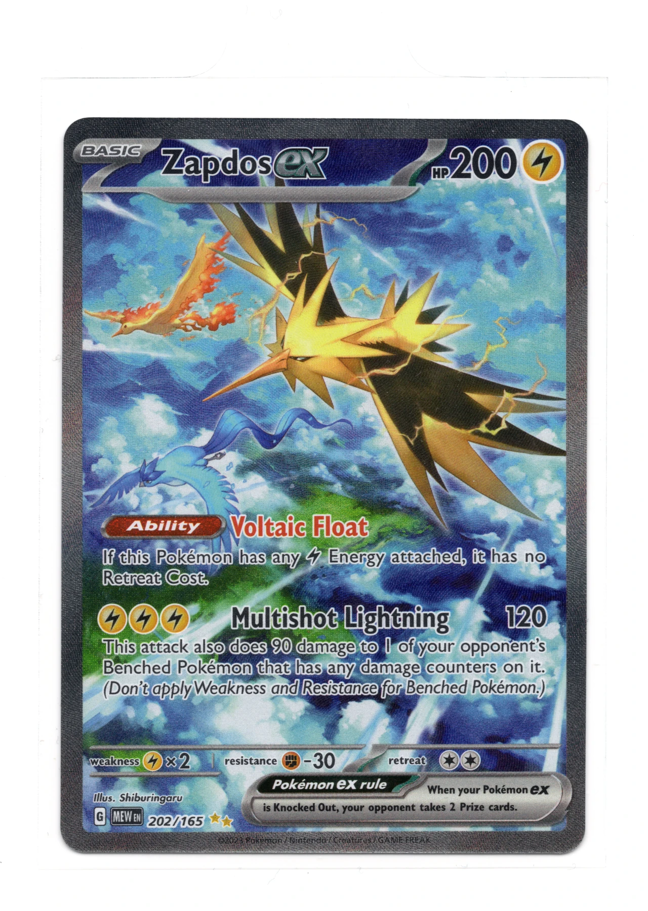 Zapdos ex 202/165 151 front card photo in GradeValue pregrading report