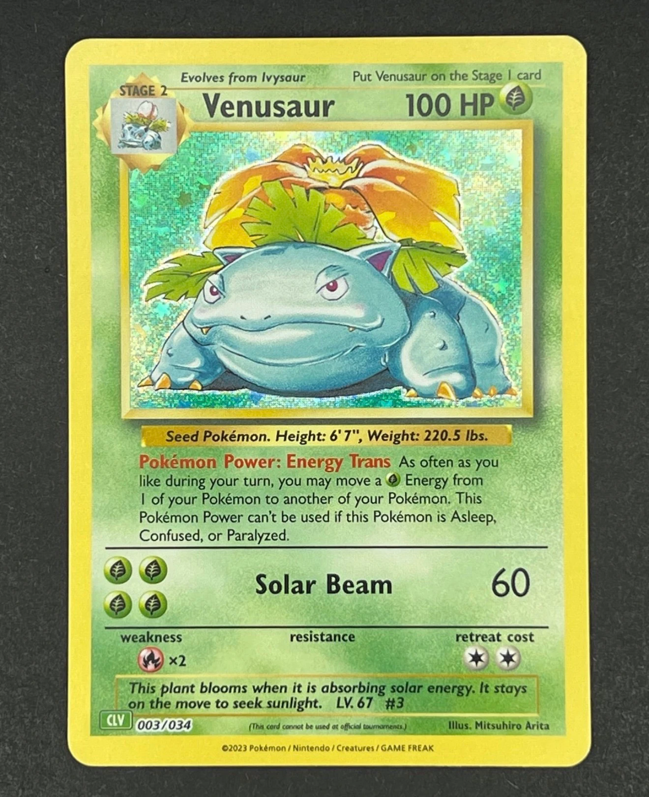 Venusaur 15A/25 Celebrations front card photo in GradeValue pregrading report