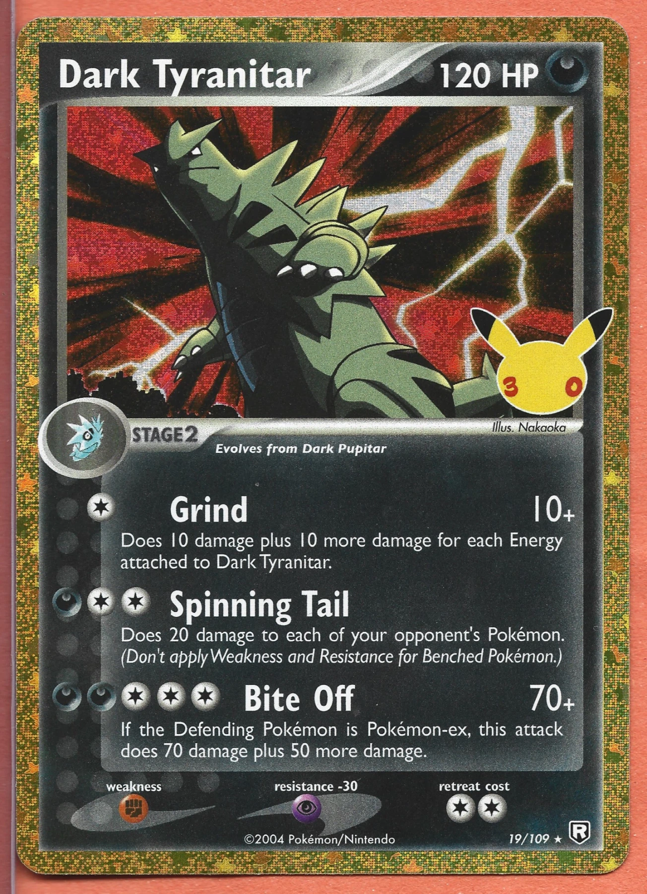 Dark Tyranitar 019 30th Classic Collection front card photo in GradeValue pregrading report