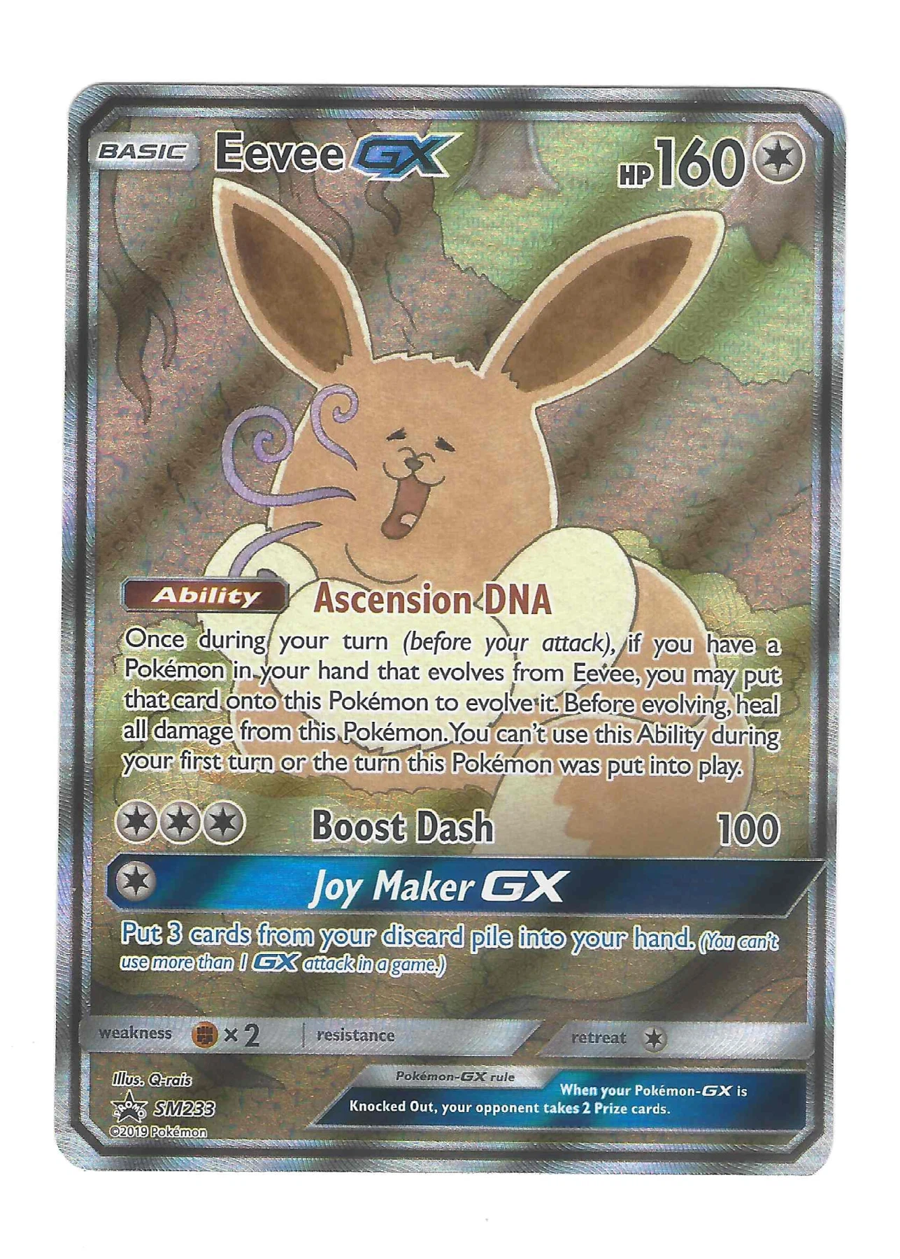 Eevee GX SM233/248 SM Black Star Promos front card photo in GradeValue pregrading report