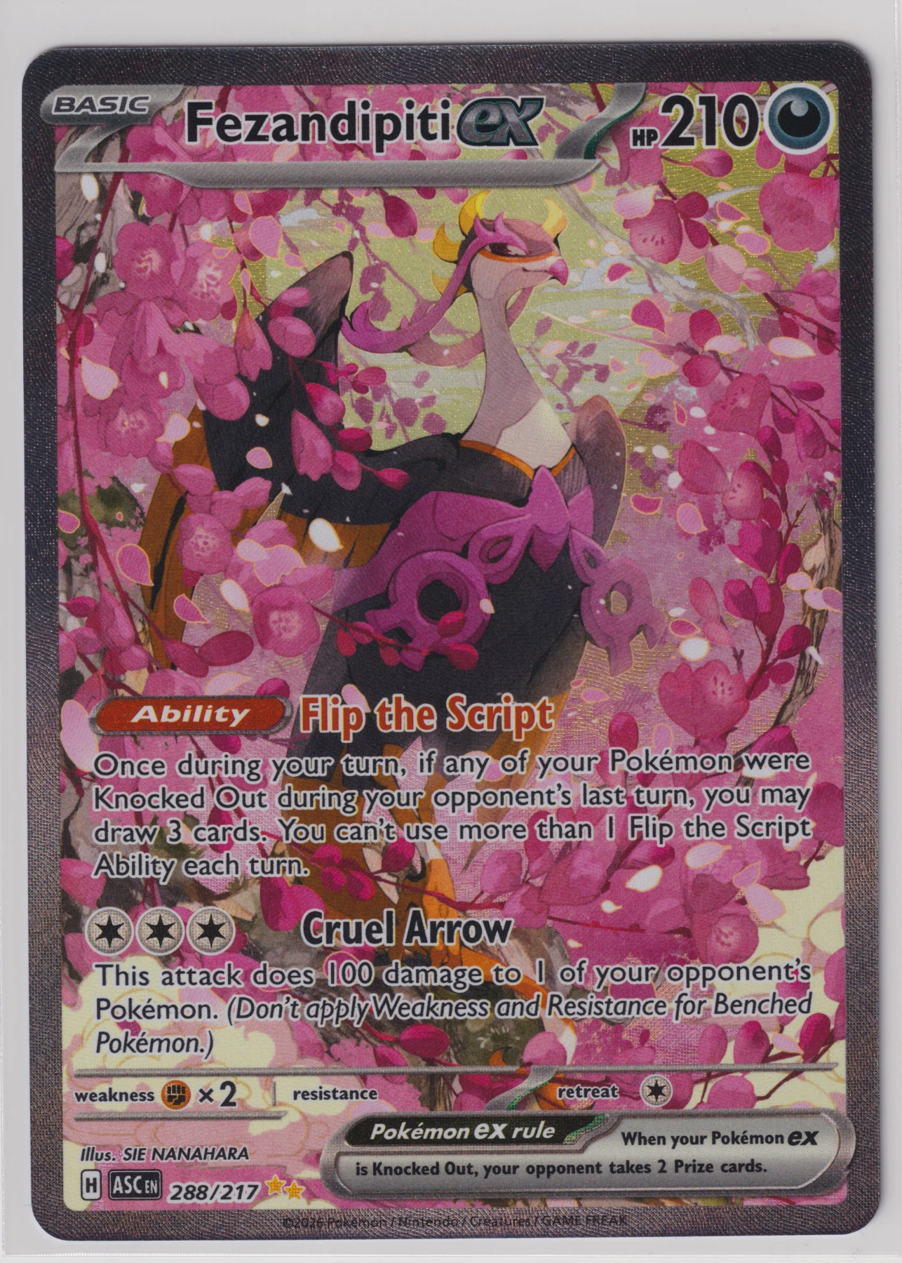 Fezandipiti ex 288/217 Ascended Heroes front card photo in GradeValue pregrading report