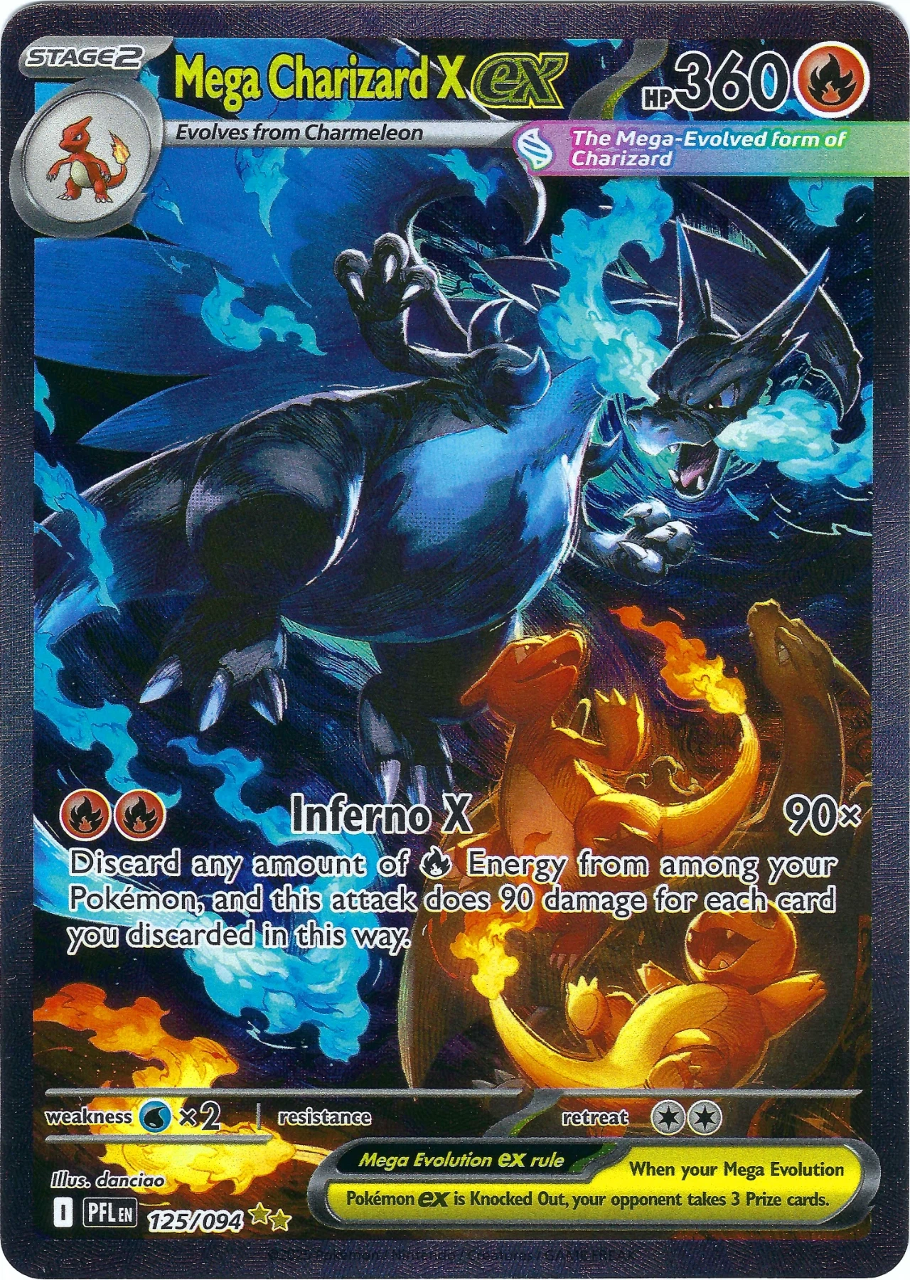 Mega Charizard X ex 125/94 Phantasmal Flames front card photo in GradeValue pregrading report