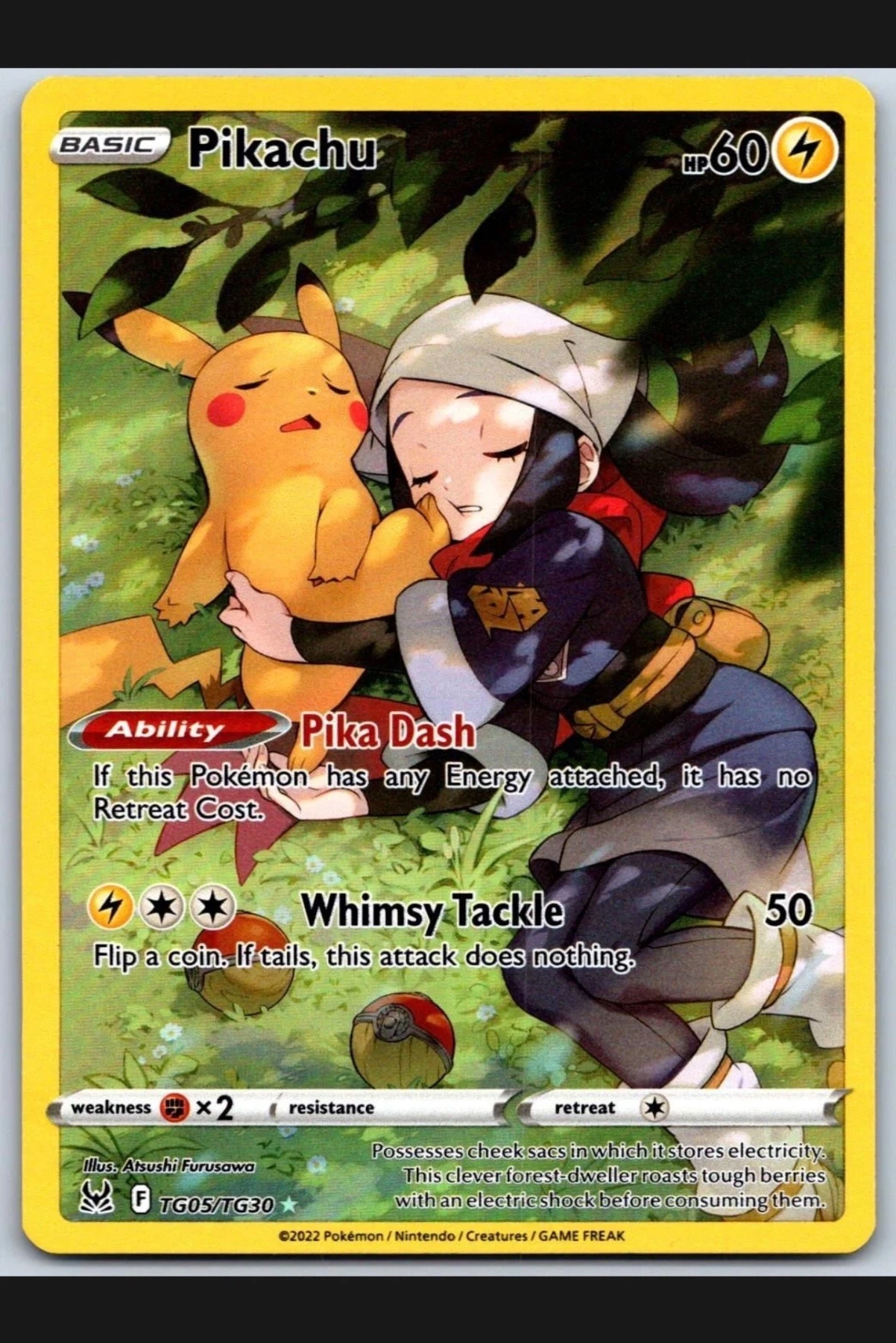 Pikachu TG05/196 Lost Origin front card photo in GradeValue pregrading report
