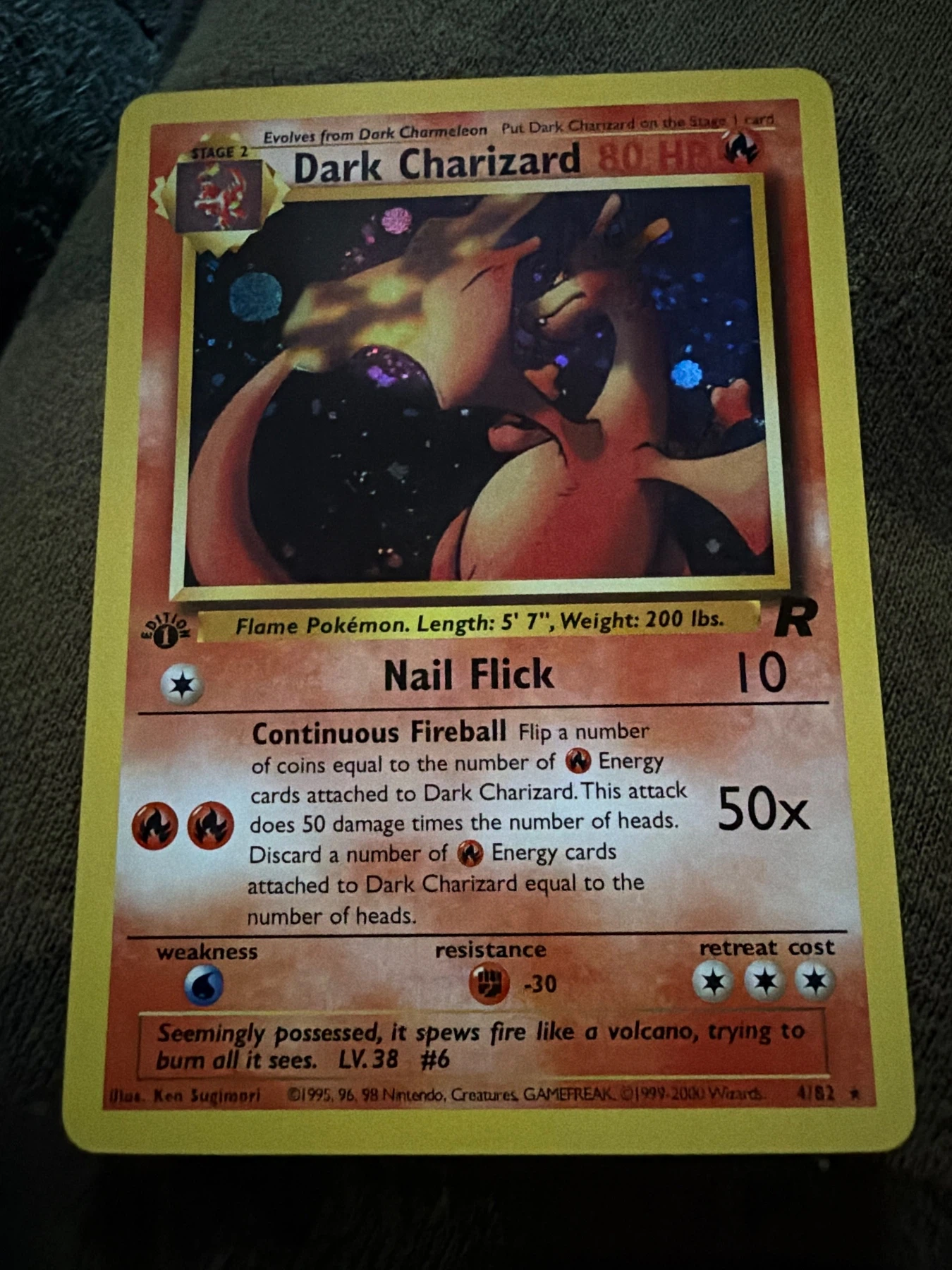 Dark Charizard 004/82 Team Rocket front card photo in GradeValue pregrading report