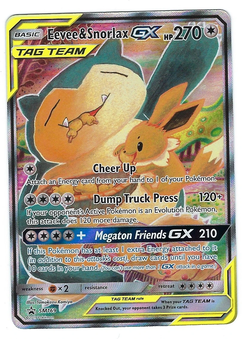 Eevee & Snorlax GX SM169/248 SM Black Star Promos front card photo in GradeValue pregrading report