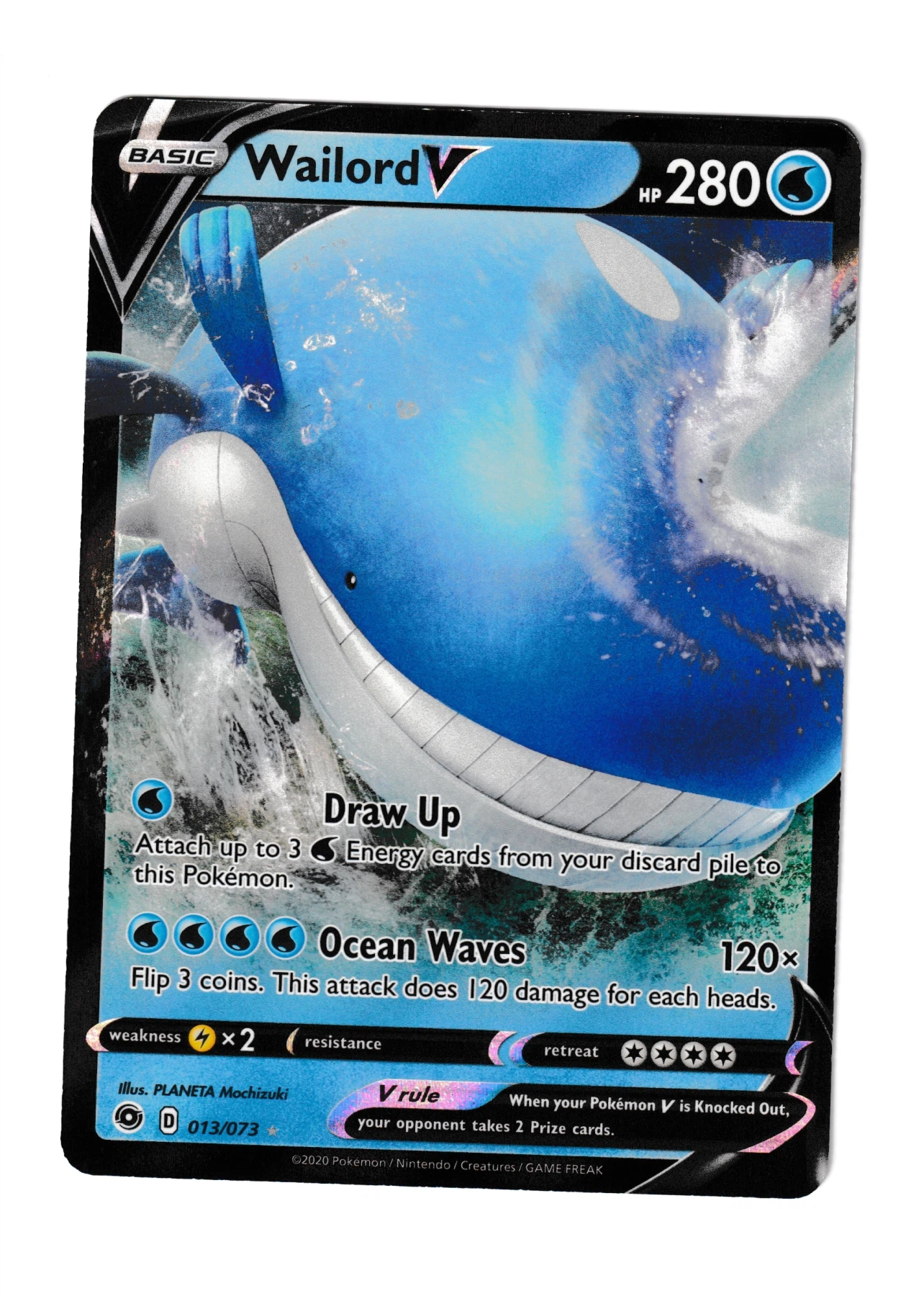 Wailord V 013/73 Champion's Path front card photo in GradeValue pregrading report