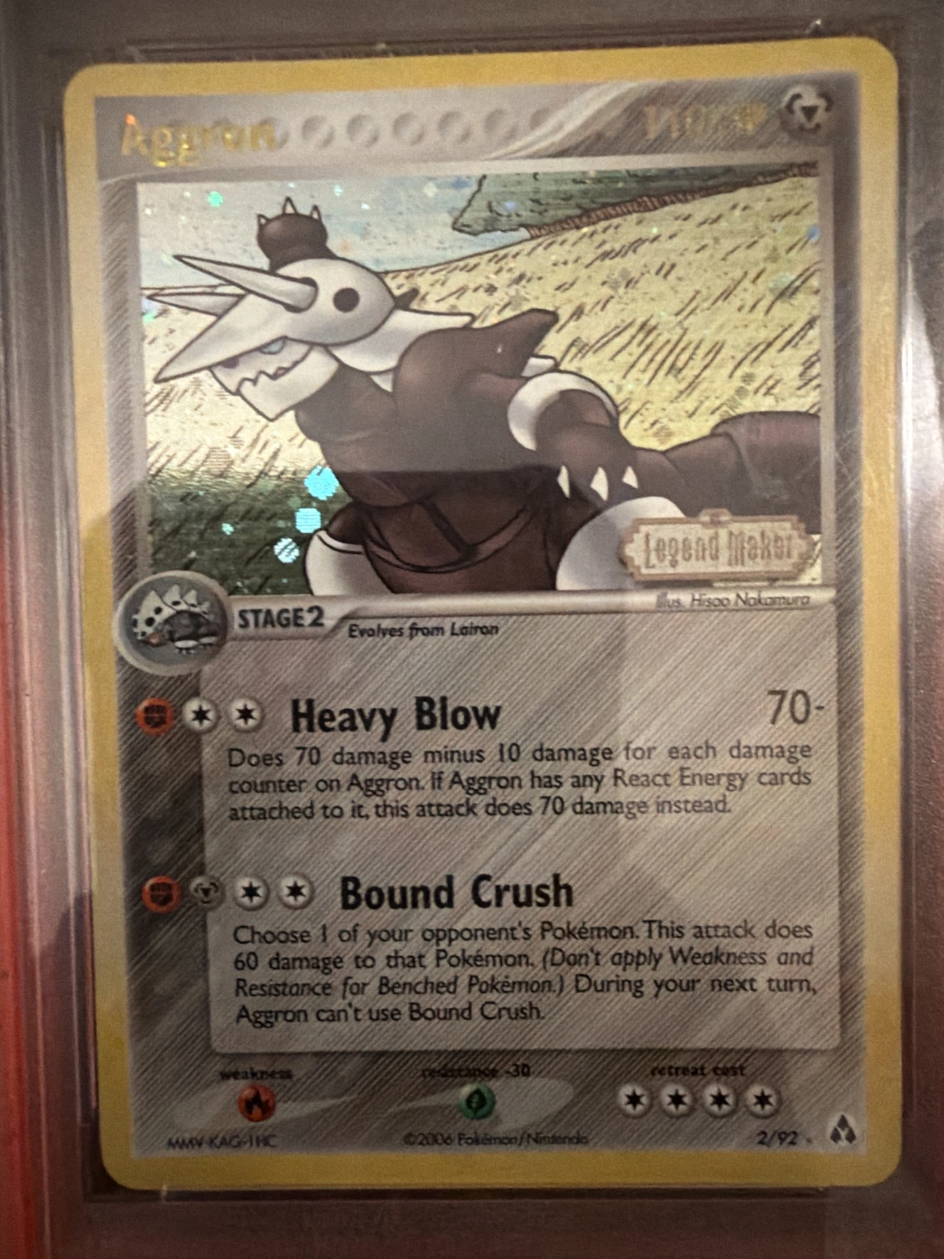 Aggron 002/92 Legend Maker front card photo in GradeValue pregrading report