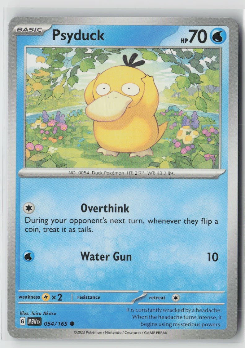 Psyduck 054/165 · Normal 151 front card photo in GradeValue pregrading report