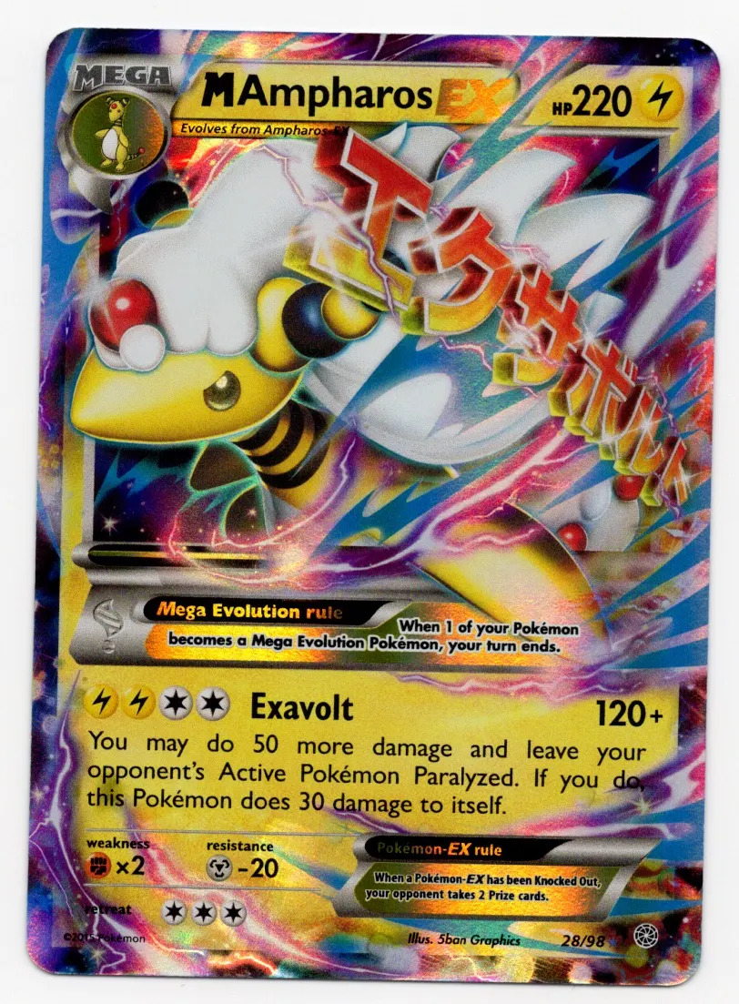 M Ampharos EX 028/98 Ancient Origins front card photo in GradeValue pregrading report