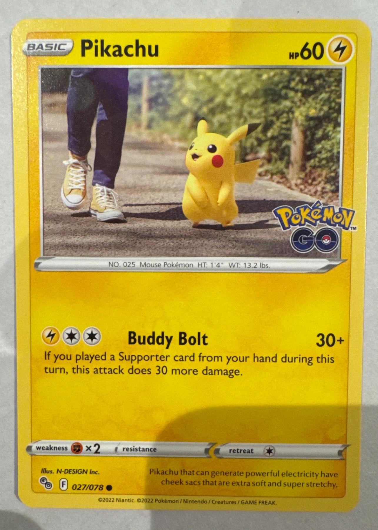 Pikachu 027/78 Pokémon GO front card photo in GradeValue pregrading report