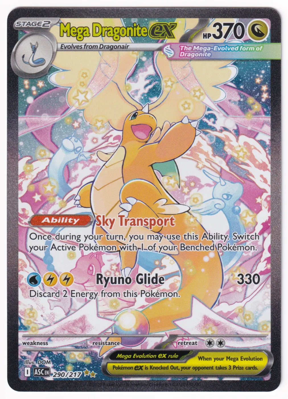 Mega Dragonite ex 290/217 Ascended Heroes front card photo in GradeValue pregrading report