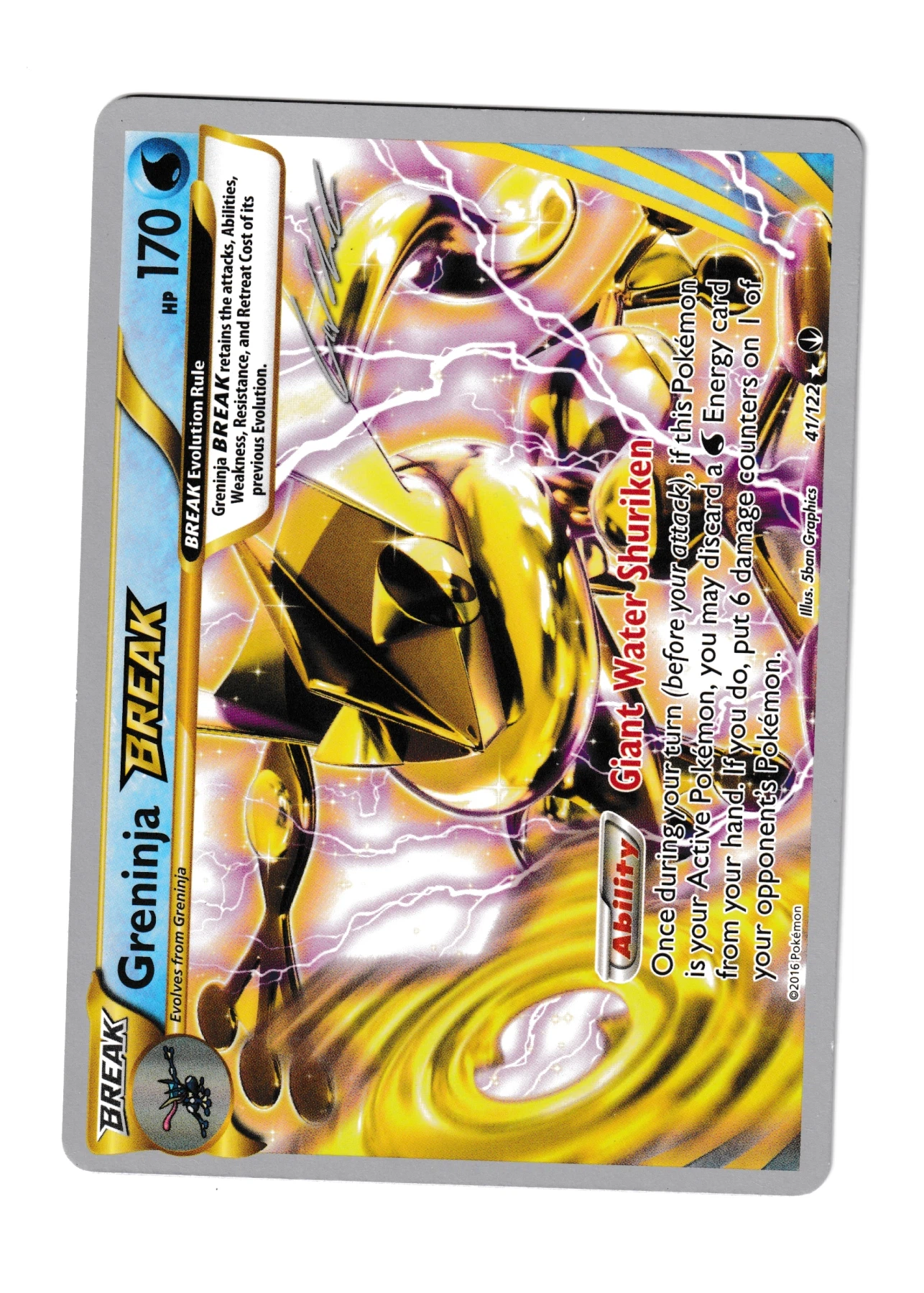 Greninja BREAK 041/122 BREAKpoint front card photo in GradeValue pregrading report
