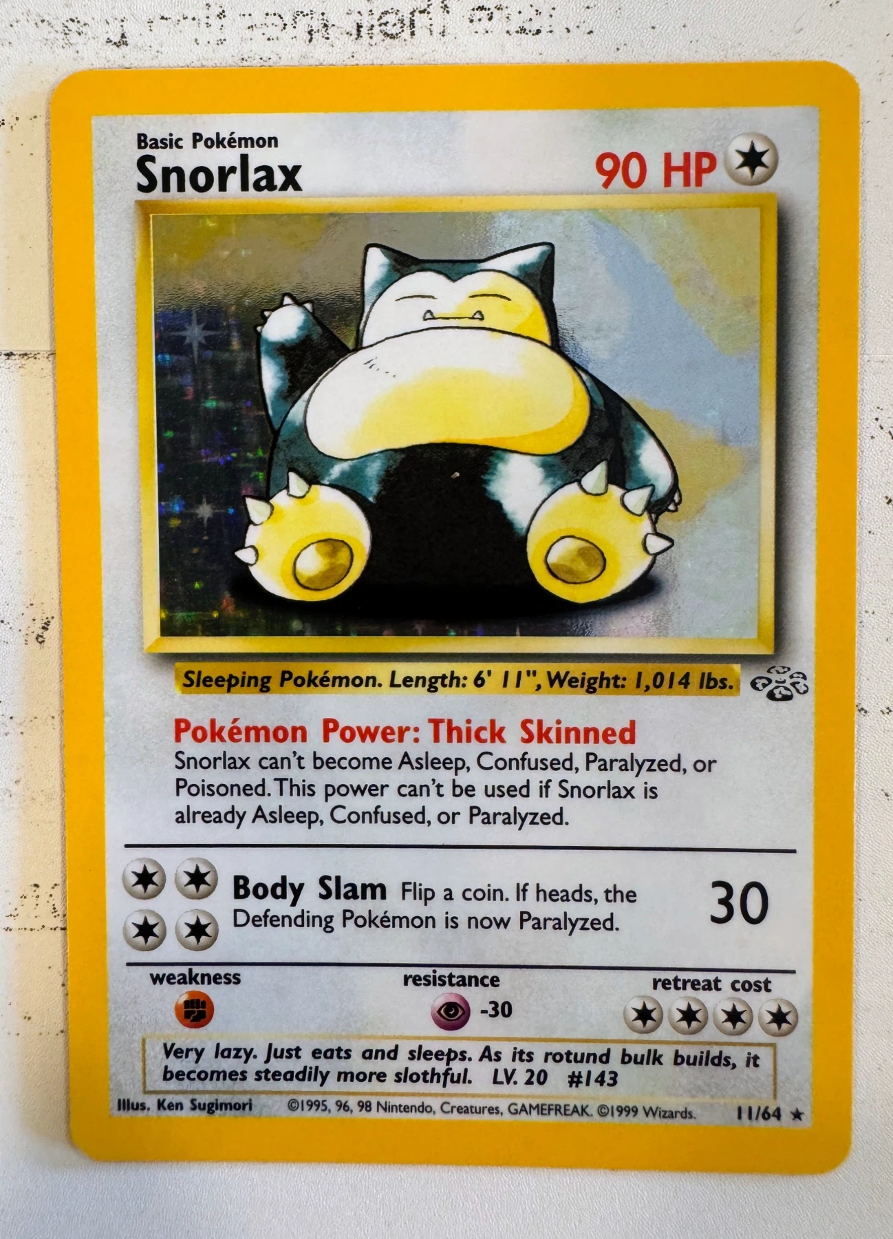 Snorlax 011/64 Jungle front card photo in GradeValue pregrading report