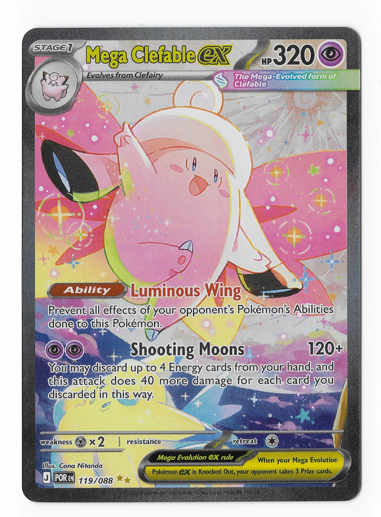 Mega Clefable ex 119/88 Perfect Order front card photo in GradeValue pregrading report