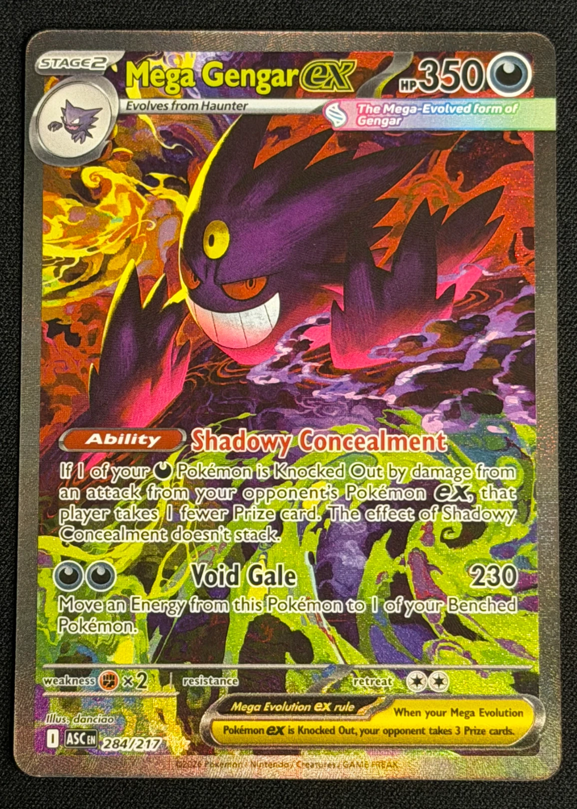 Mega Gengar ex 284/217 Ascended Heroes front card photo in GradeValue pregrading report