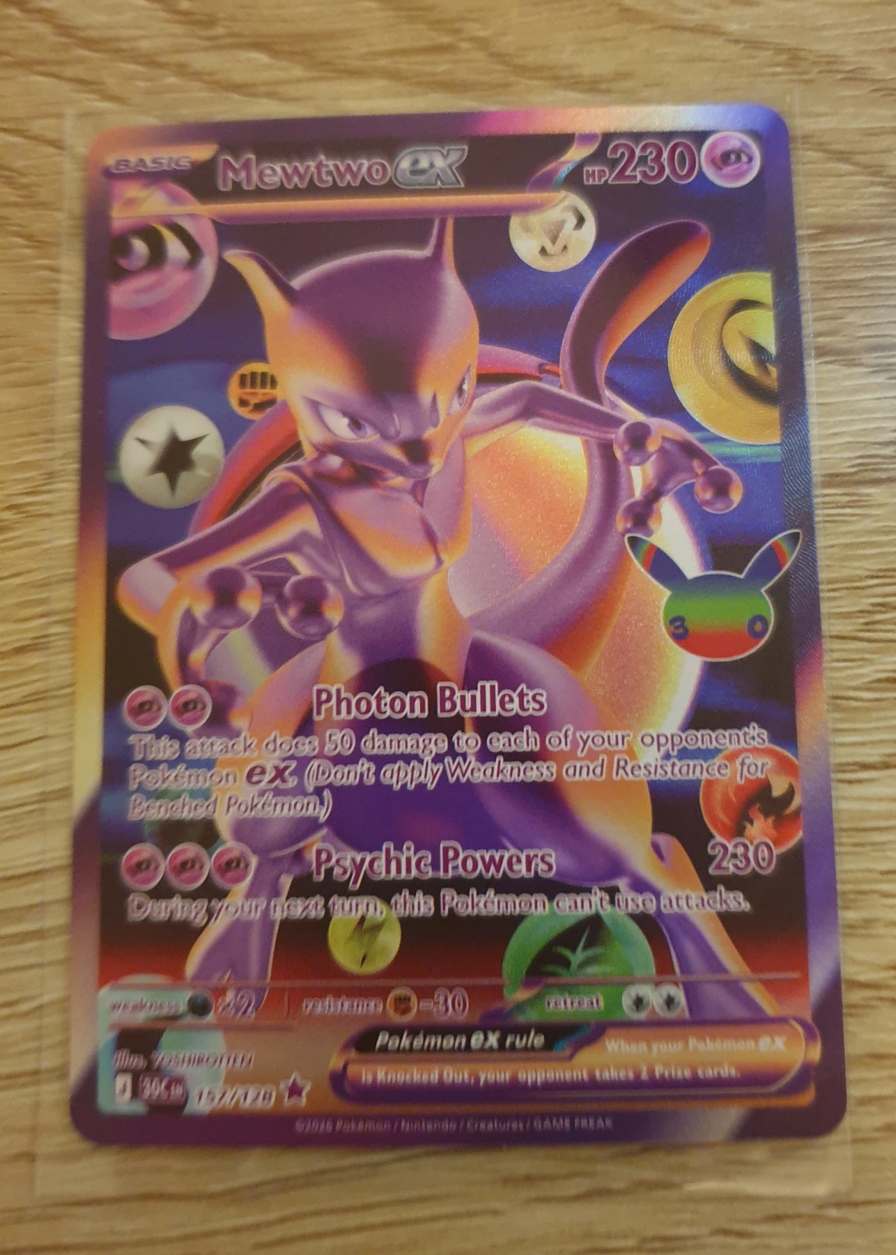 Mewtwo ex 157/128 30th Celebration front card photo in GradeValue pregrading report