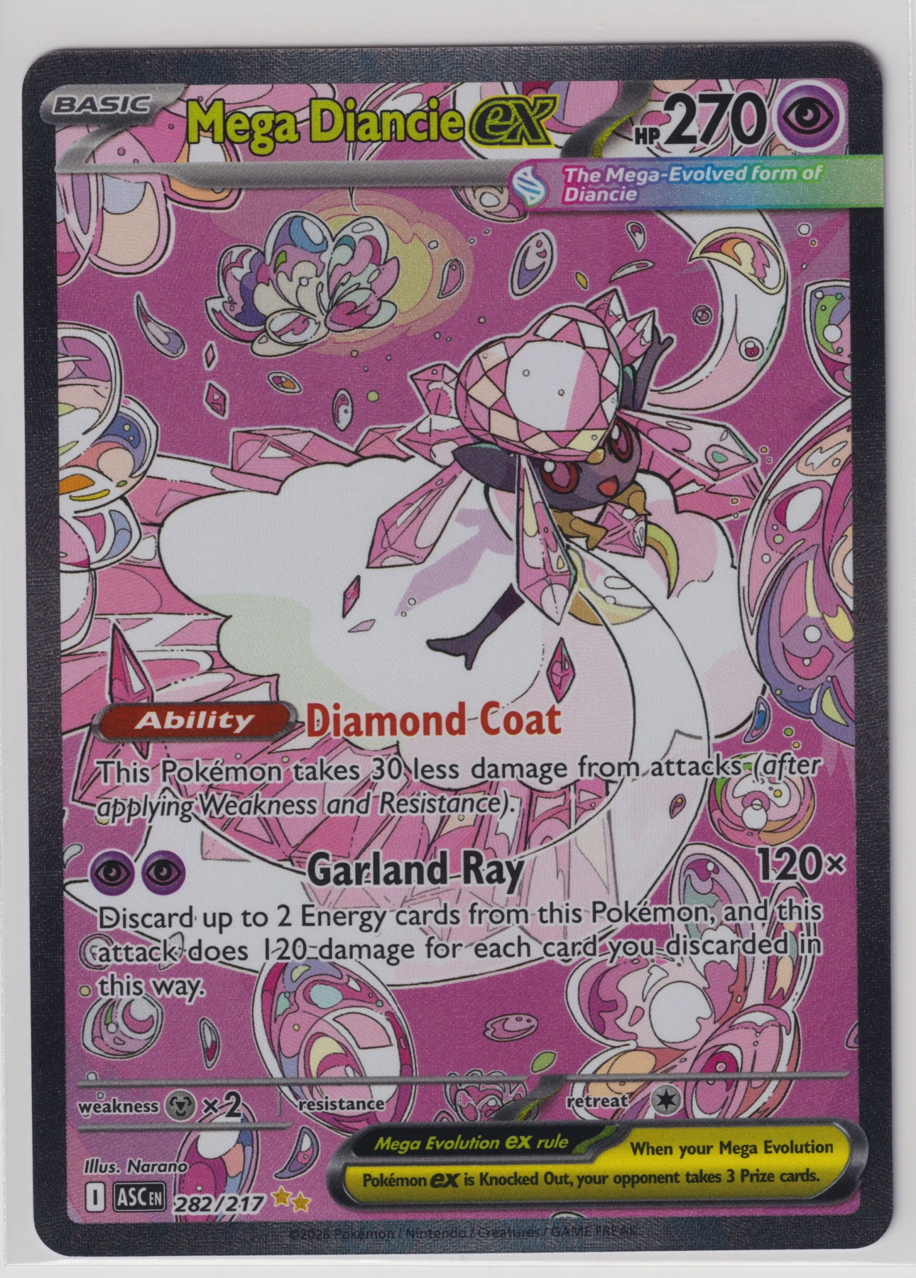 Mega Diancie ex 282/217 Ascended Heroes front card photo in GradeValue pregrading report