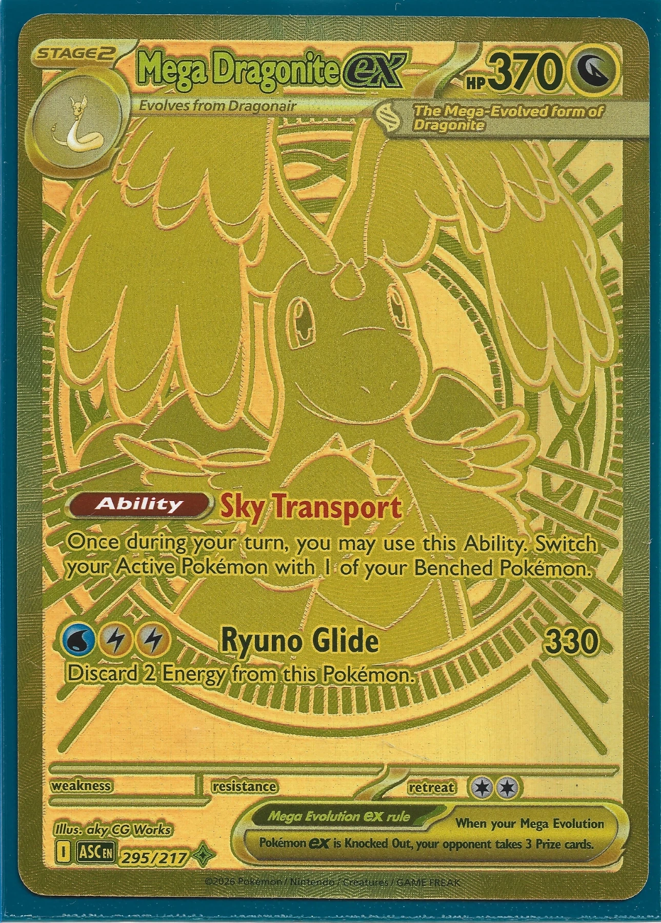 Mega Dragonite ex 295/217 Ascended Heroes front card photo in GradeValue pregrading report