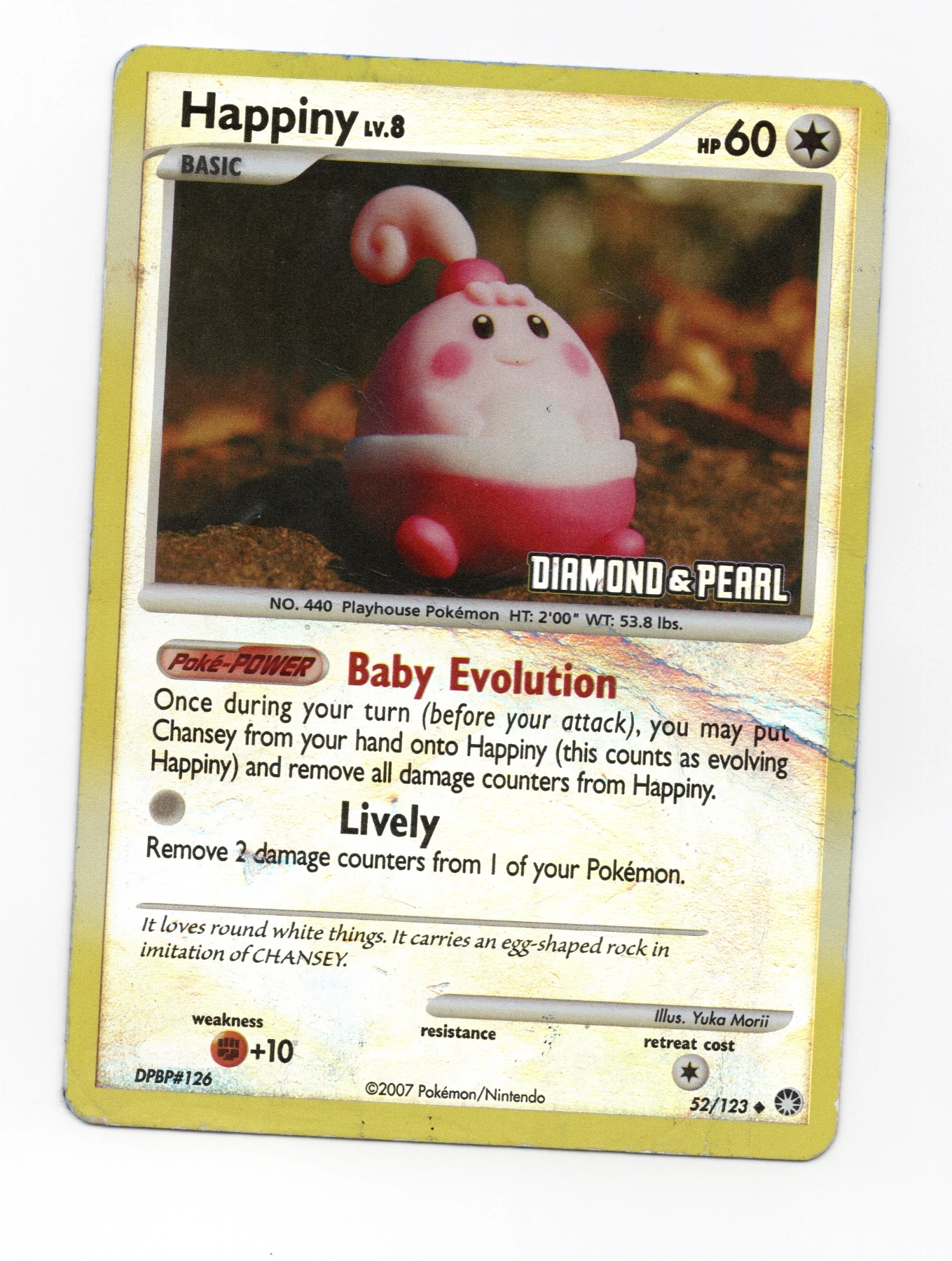 Happiny 052/123 Mysterious Treasures front card photo in GradeValue pregrading report