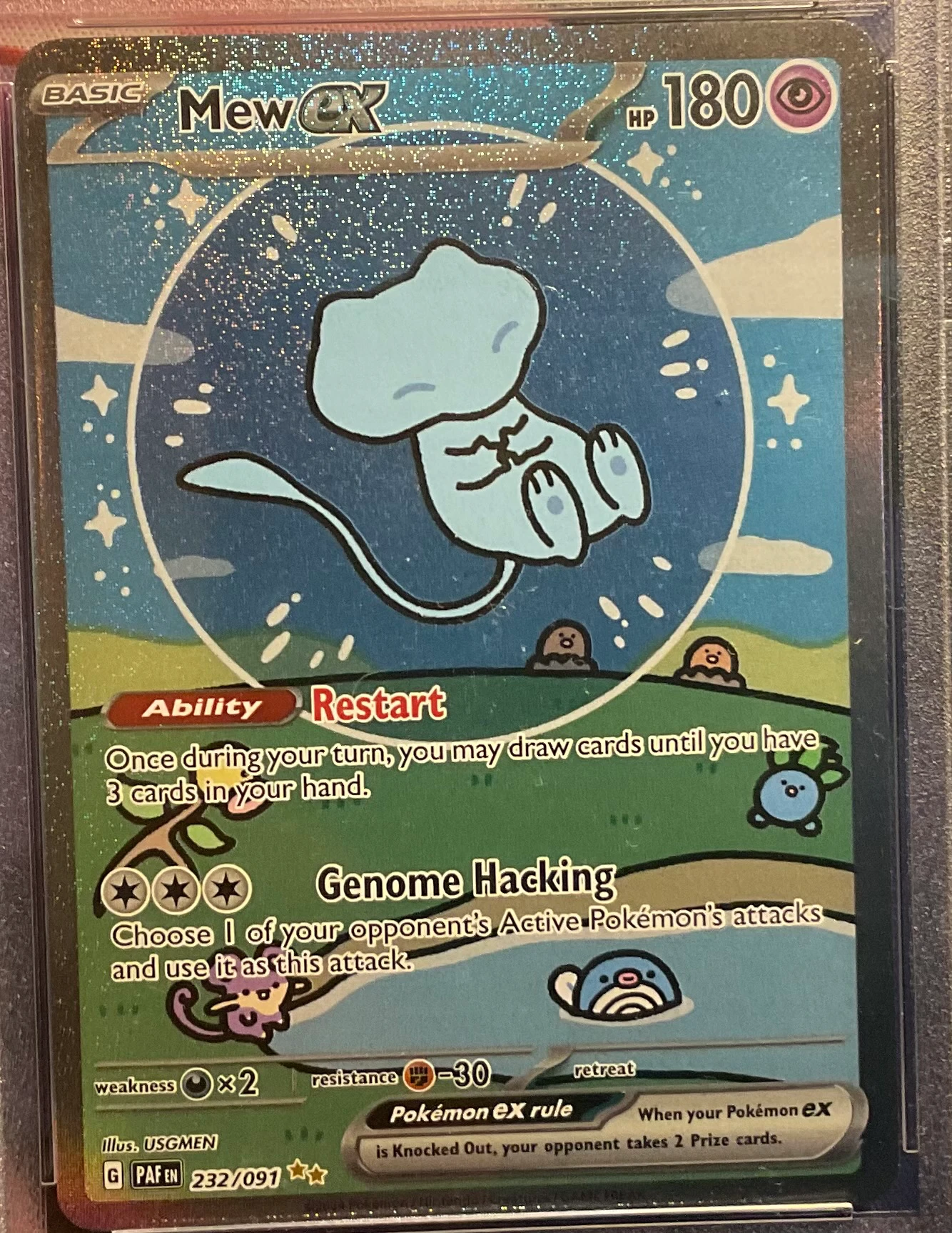 Mew ex 232/91 Paldean Fates front card photo in GradeValue pregrading report