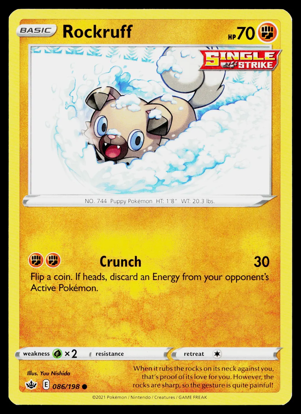 Rockruff 086/198 Chilling Reign front card photo in GradeValue pregrading report