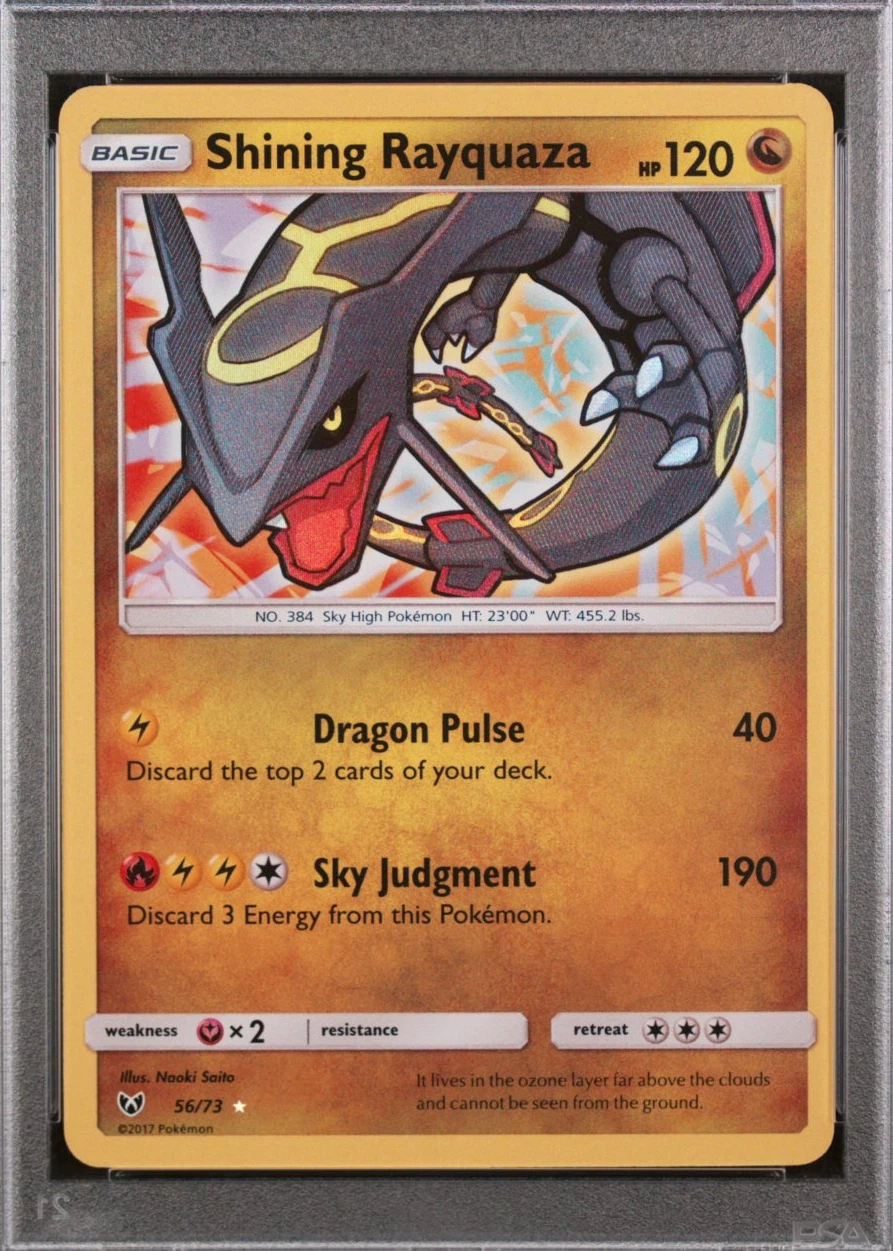 Shining Rayquaza 056/73 Shining Legends front card photo in GradeValue pregrading report