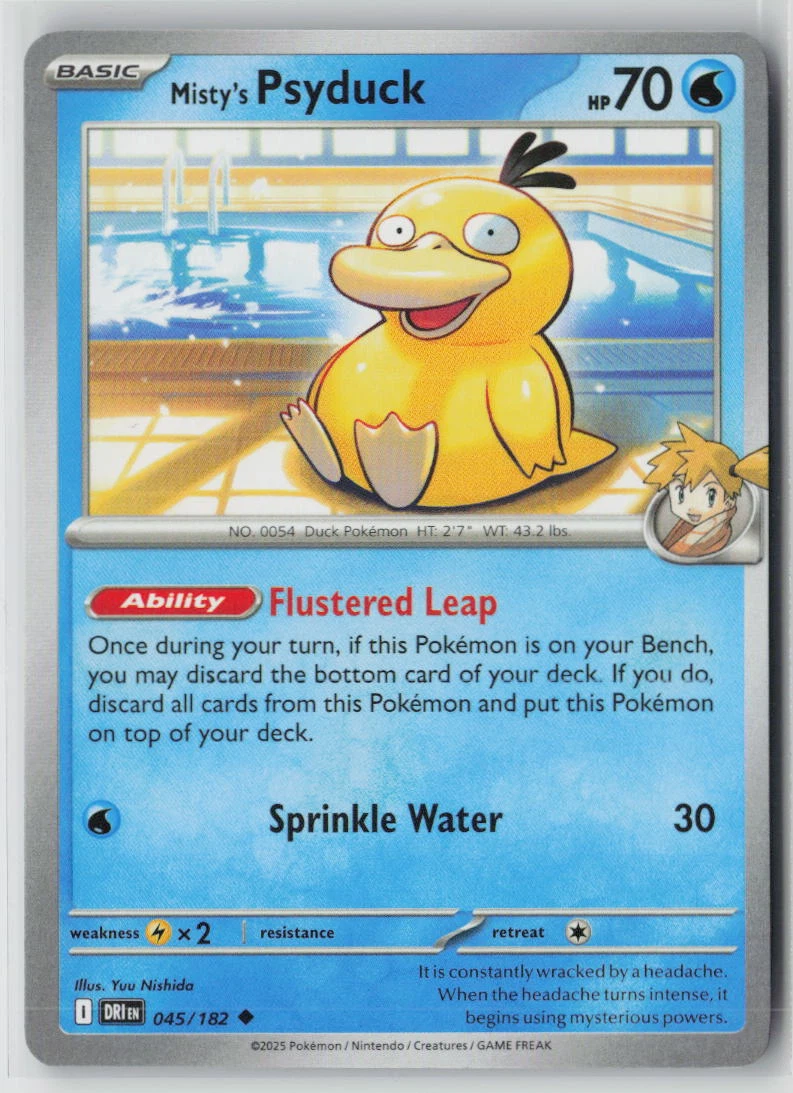 Misty's Psyduck 045/182 · Normal Destined Rivals front card photo in GradeValue pregrading report