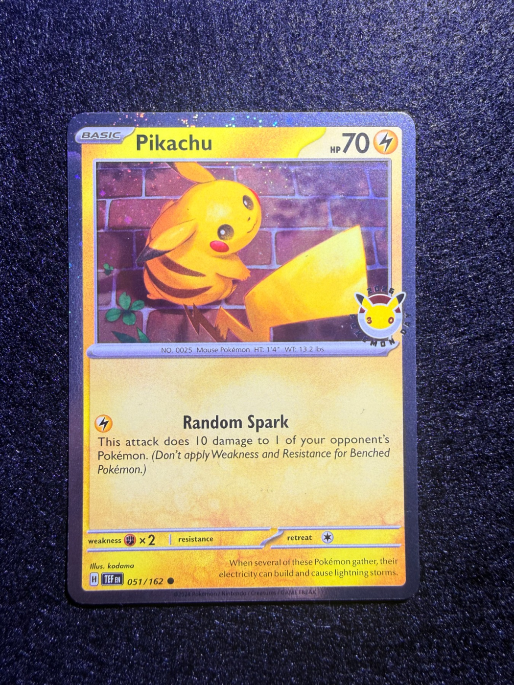 Pikachu 051/162 Temporal Forces front card photo in GradeValue pregrading report