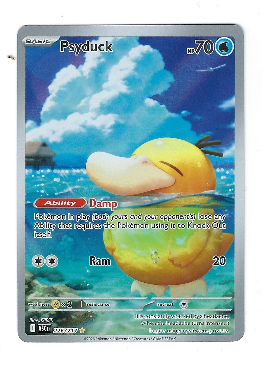 Psyduck 226/217 Ascended Heroes front card photo in GradeValue pregrading report