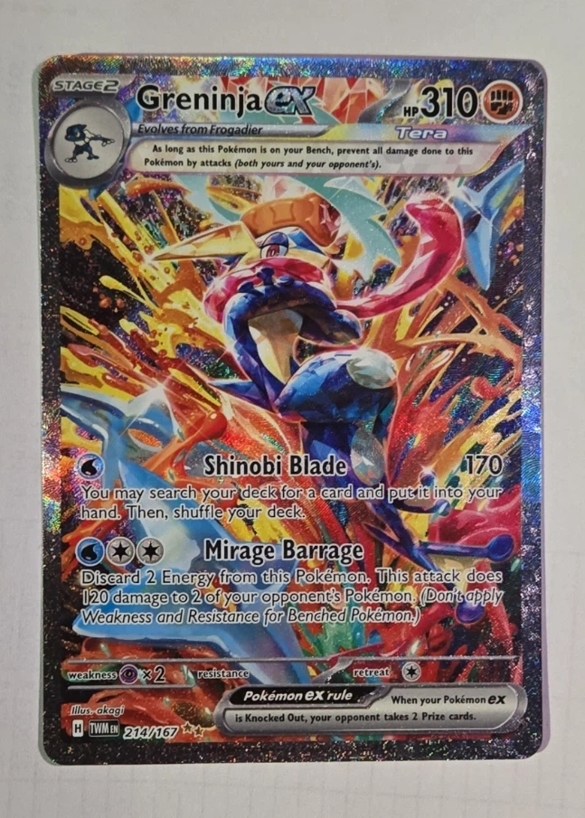Greninja ex 214/167 Twilight Masquerade front card photo in GradeValue pregrading report