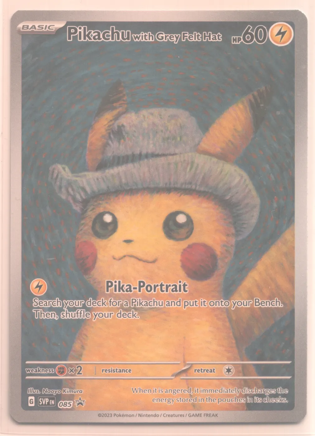 Pikachu with Grey Felt Hat 085/225 SVP Black Star Promos front card photo in GradeValue pregrading report