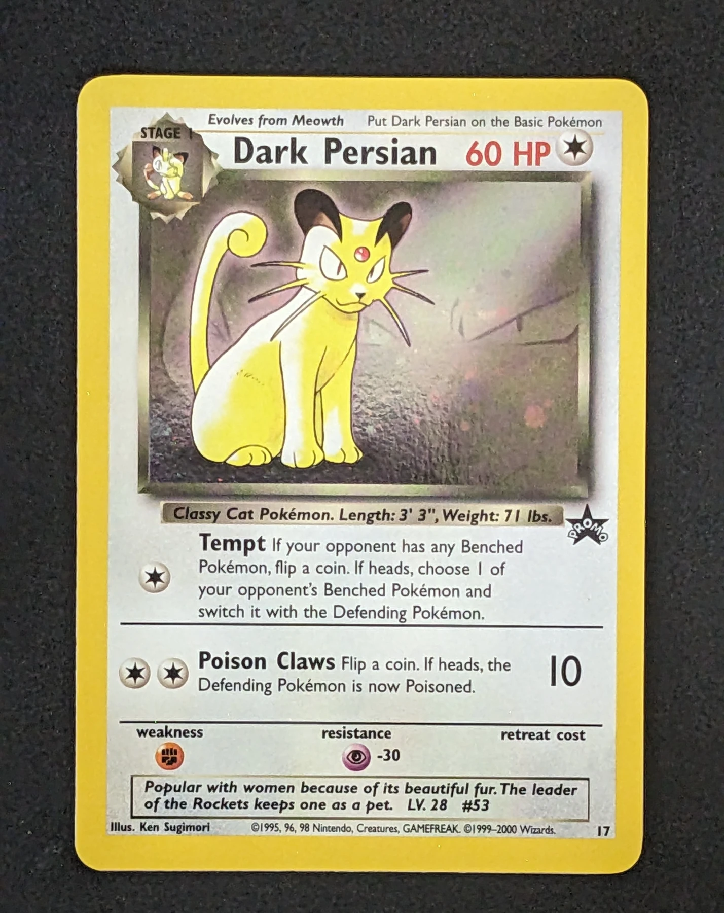 Dark Persian 017/53 Wizards Black Star Promos front card photo in GradeValue pregrading report