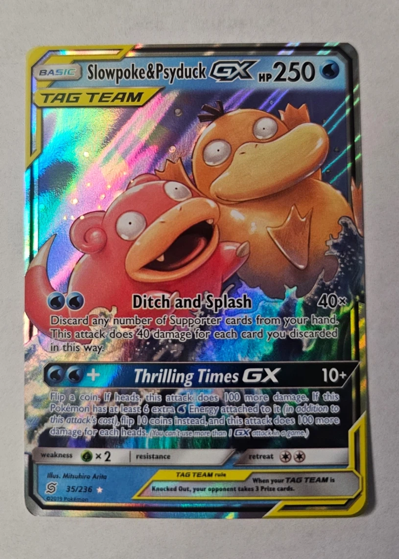 Slowpoke & Psyduck GX 035/236 Unified Minds front card photo in GradeValue pregrading report
