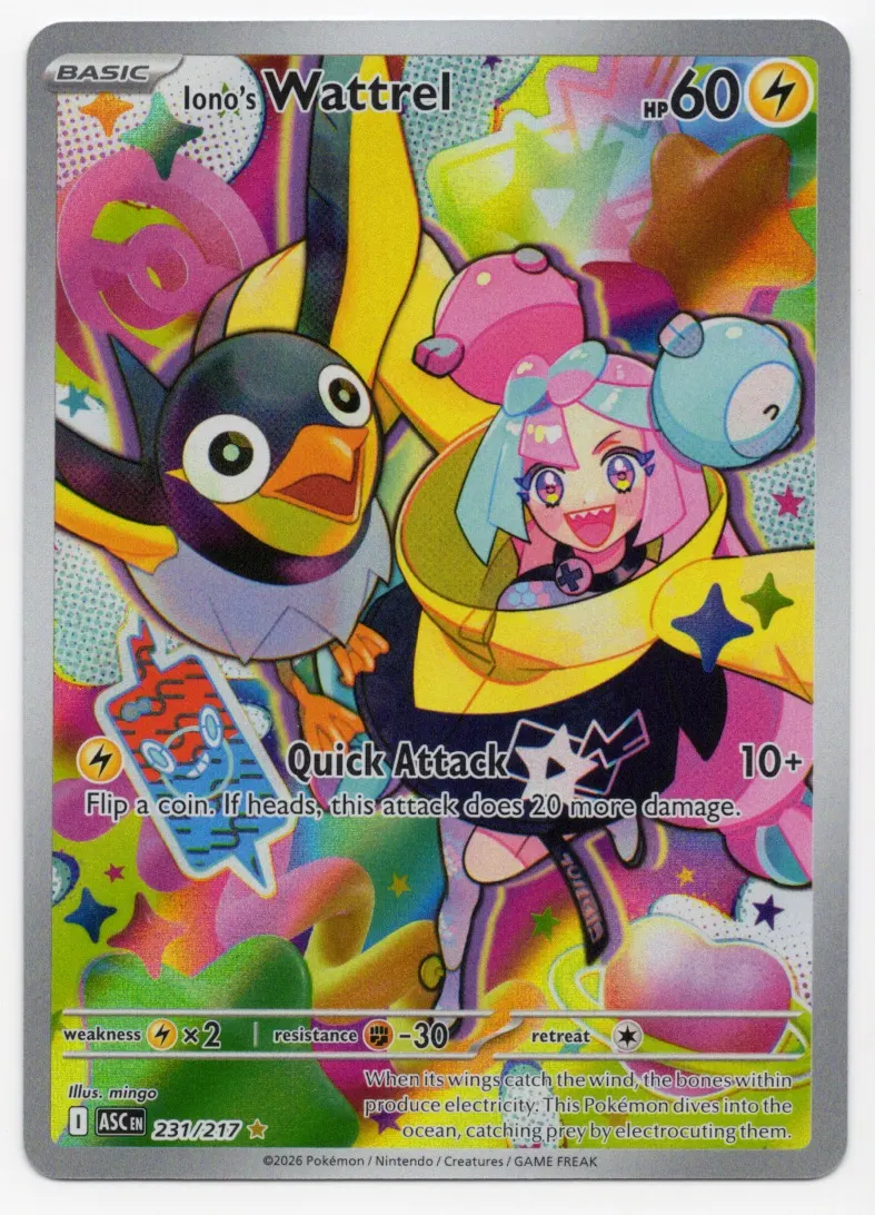 Iono's Wattrel 231/217 Ascended Heroes front card photo in GradeValue pregrading report