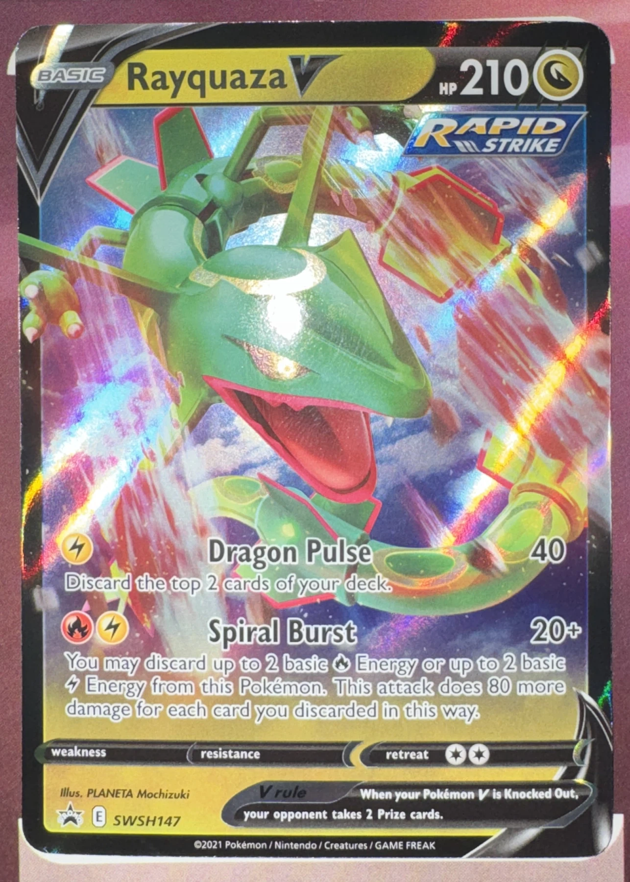 Rayquaza V SWSH147/307 SWSH Black Star Promos front card photo in GradeValue pregrading report