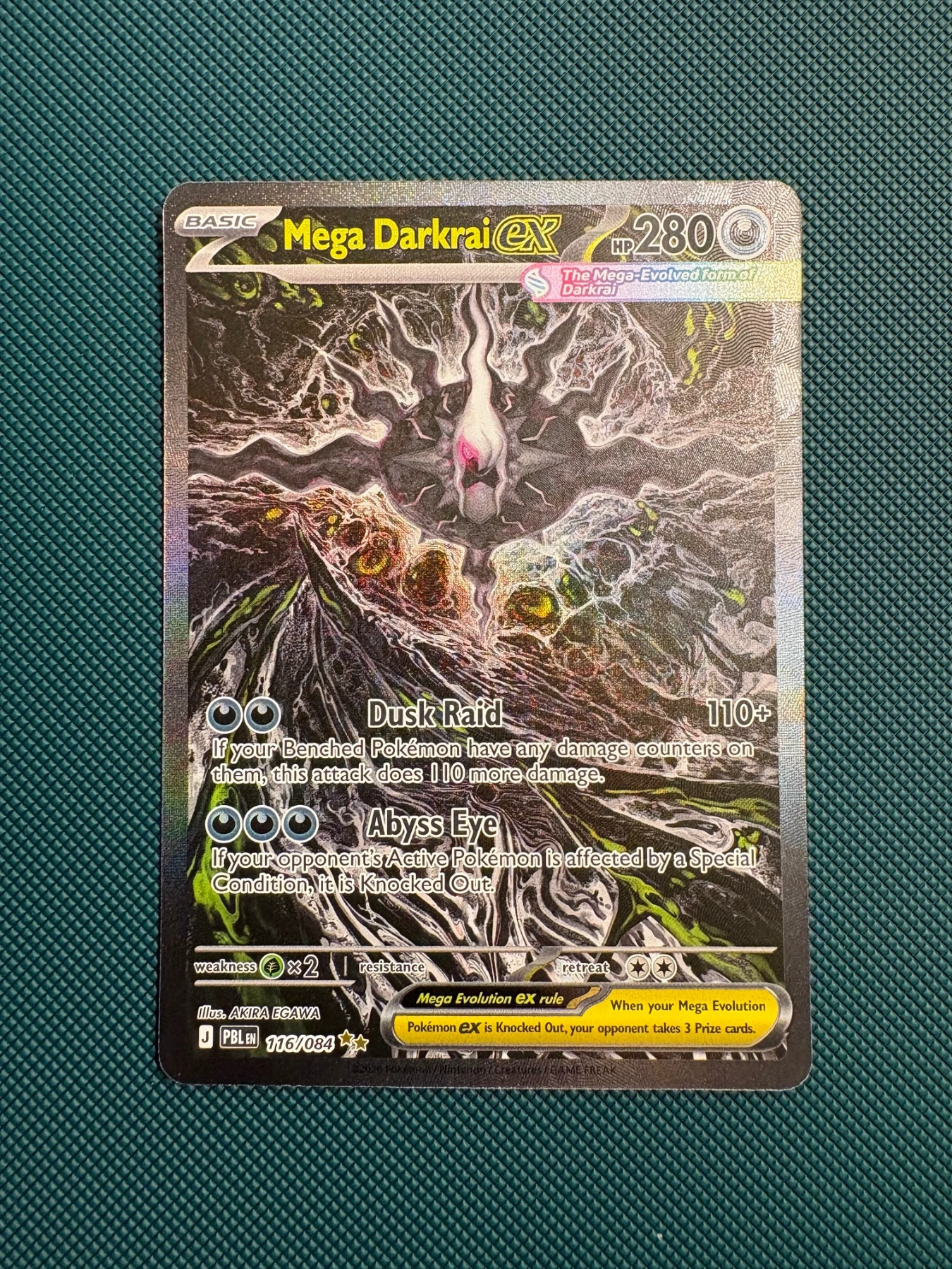 Mega Darkrai ex 116/84 Pitch Black front card photo in GradeValue pregrading report
