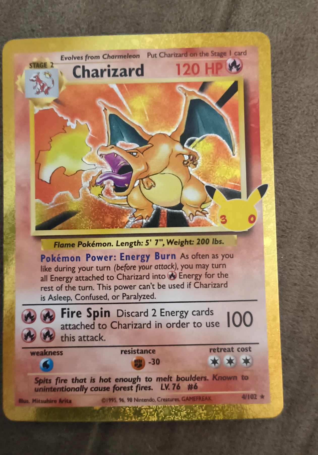 Charizard 004 30th Classic Collection front card photo in GradeValue pregrading report