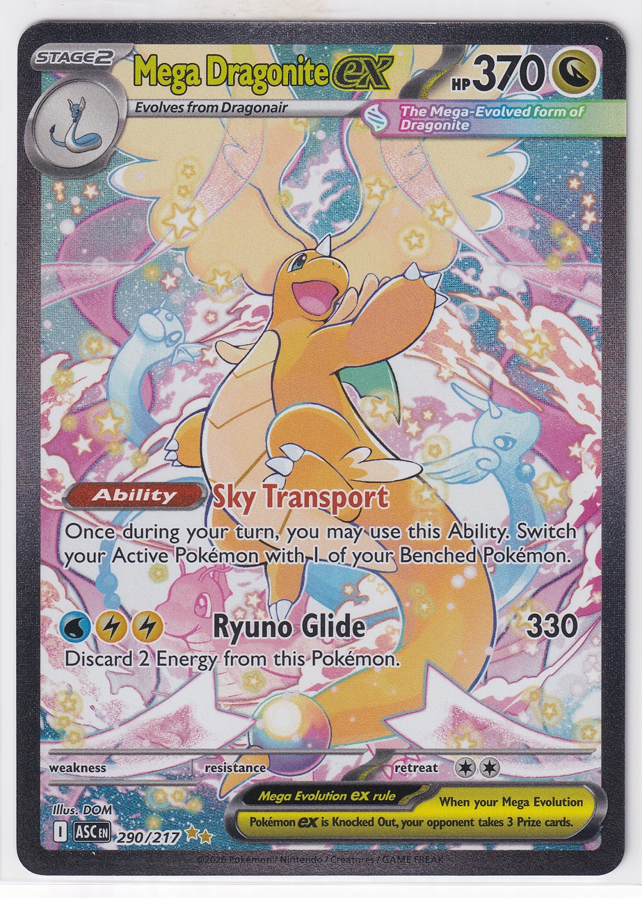Mega Dragonite ex 290/217 Ascended Heroes front card photo in GradeValue pregrading report