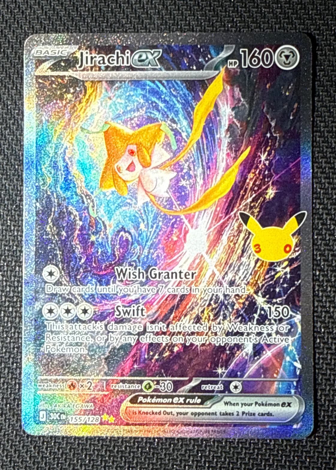 Jirachi ex 155/128 30th Celebration front card photo in GradeValue pregrading report
