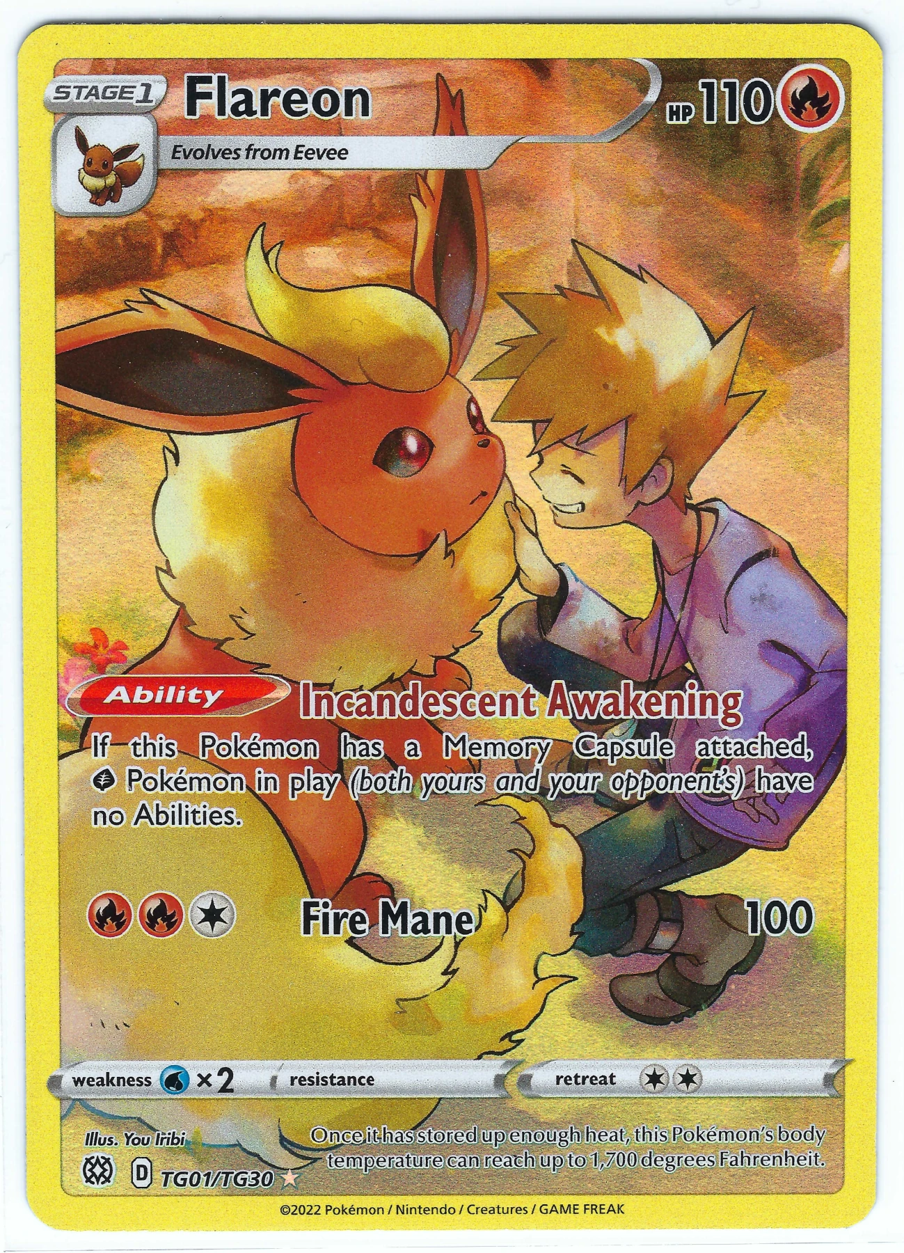 Flareon TG01/172 Brilliant Stars front card photo in GradeValue pregrading report